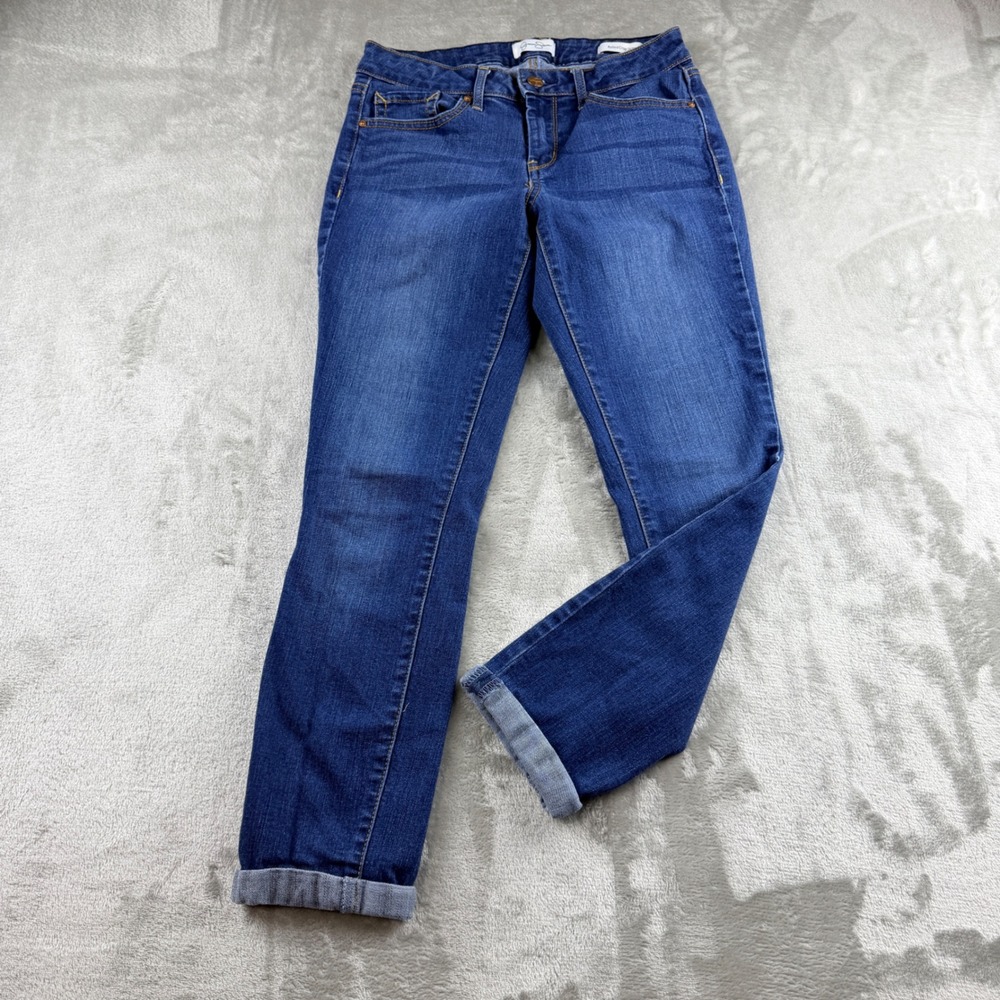 Jessica Simpson Rolled Crop Skinny Jeans Blue Medium Wash Denim Womens Size 4/27